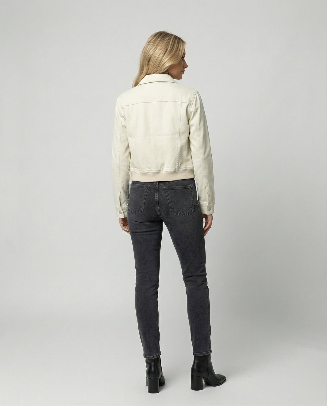 Kurzjacke Damen Retro Style Reißverschluss Reverskragen Beige