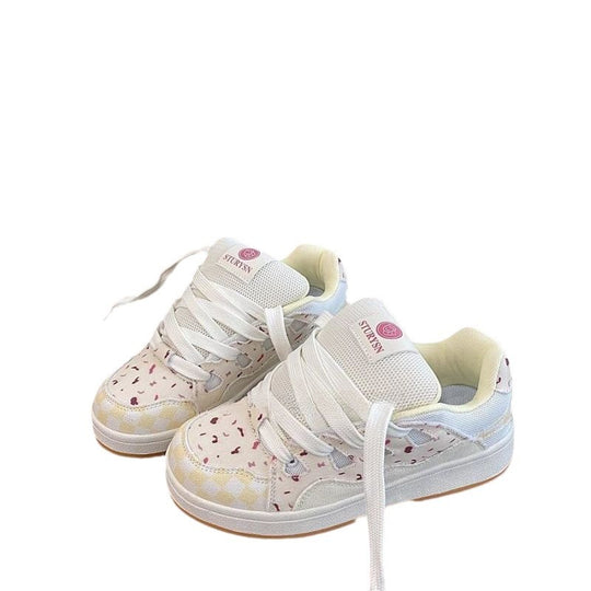 Damen sportliche Sneakers mit buntem Motivdruck EB