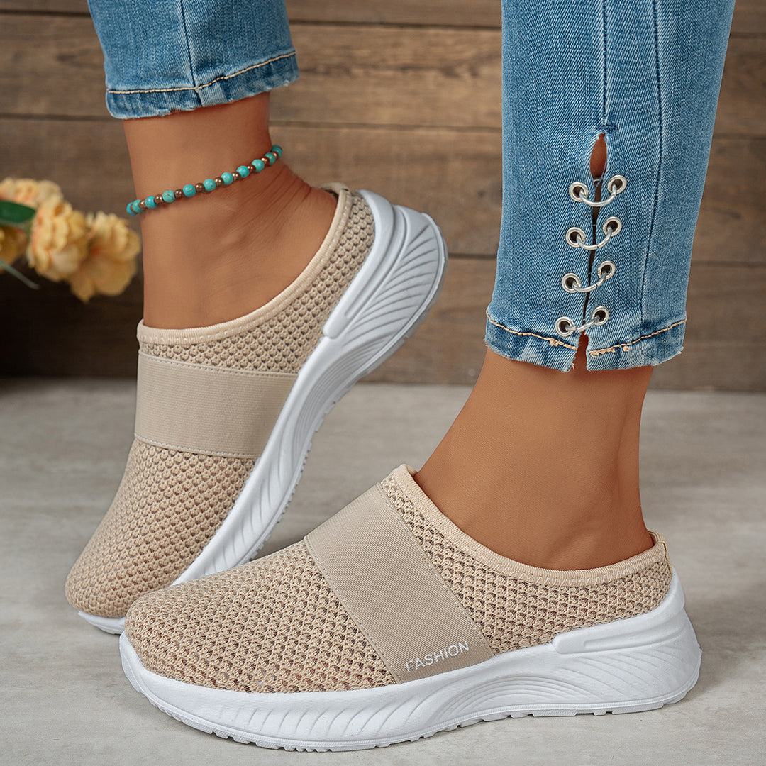 Damen Bequeme Slip-On Freizeitschuhe mit elastischem Riemen EB
