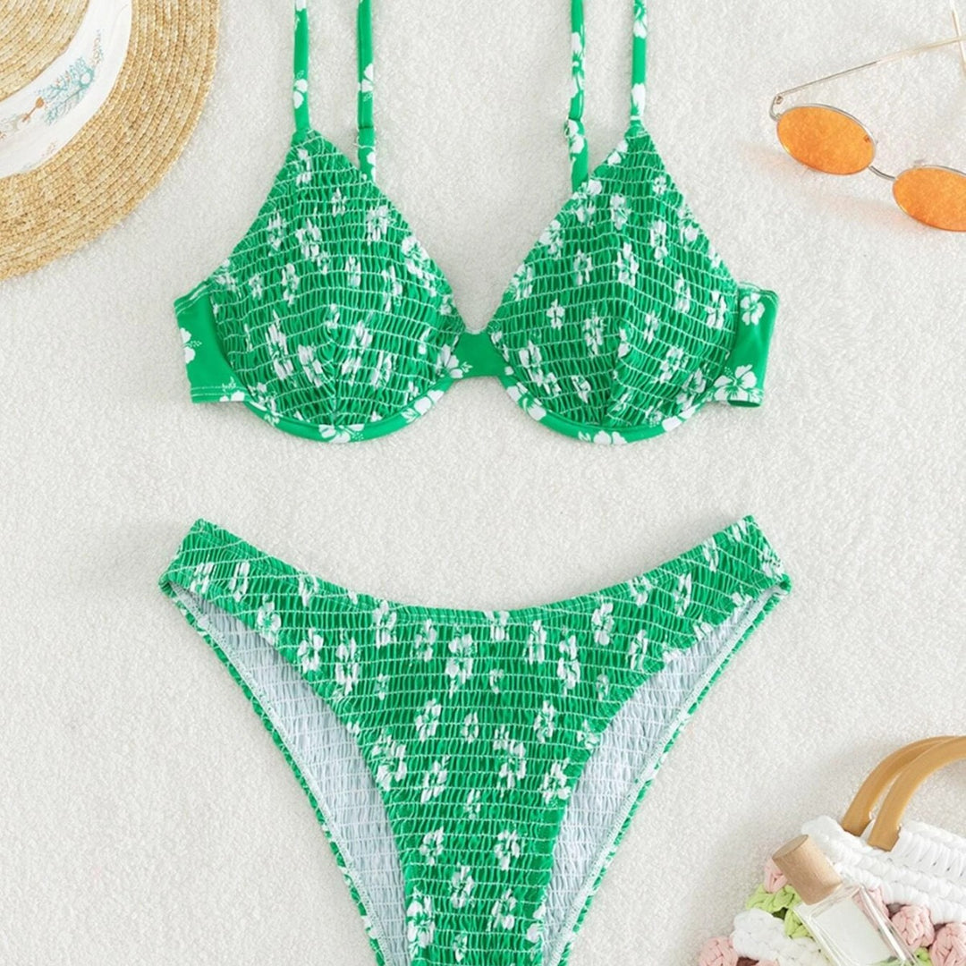 Damen Hochtaillierter Bikini mit gepolstertem Oberteil und verstellbaren Trägern EB