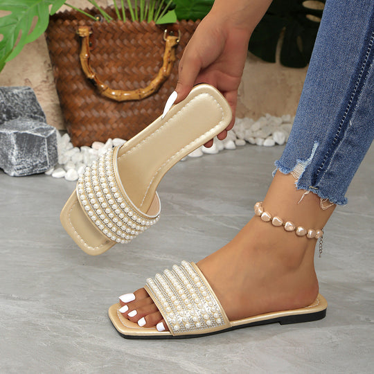 Damen Glamouröse Sandalen mit Perlenverzierung EB