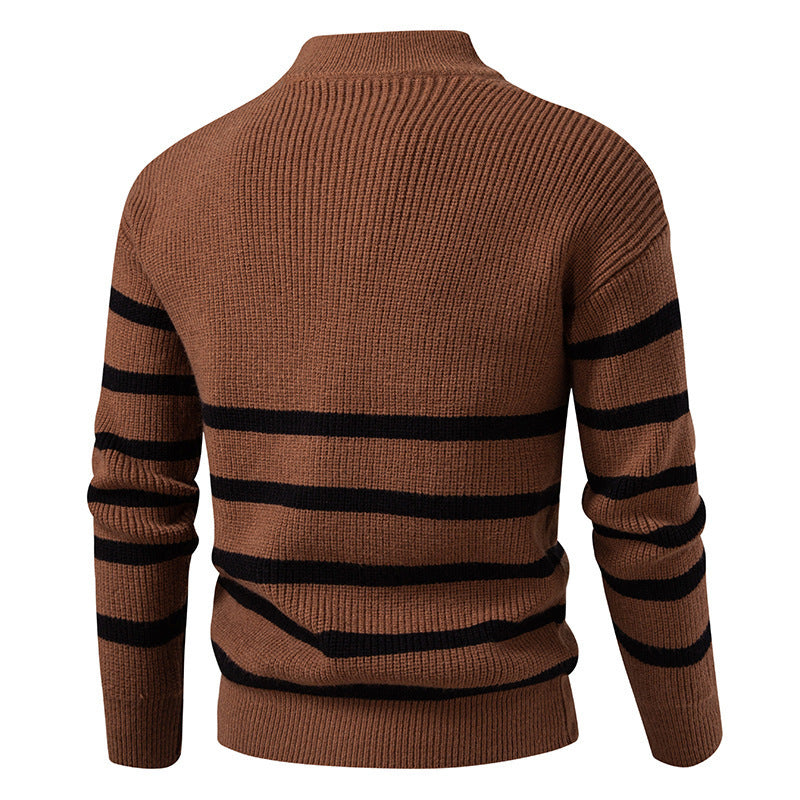 Herren modischer Rollkragenpullover mit strukturiertem Design und halbem Reißverschluss EB