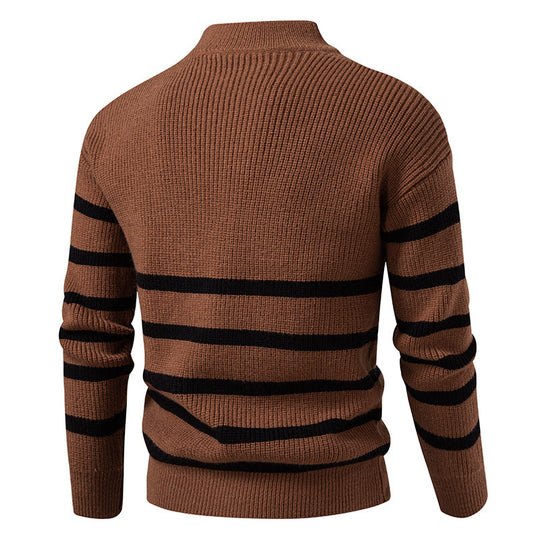 Herren modischer Rollkragenpullover mit strukturiertem Design und halbem Reißverschluss EB