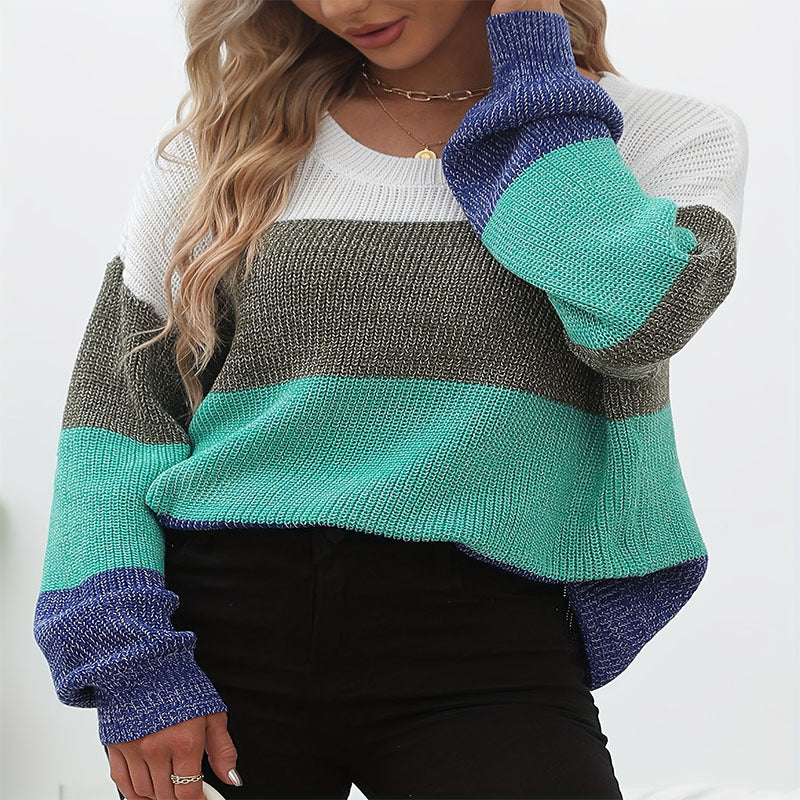 Damen Freizeitpullover mit angesagtem Blockstreifenmuster EB