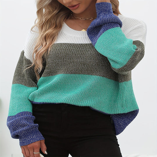 Damen Freizeitpullover mit angesagtem Blockstreifenmuster EB