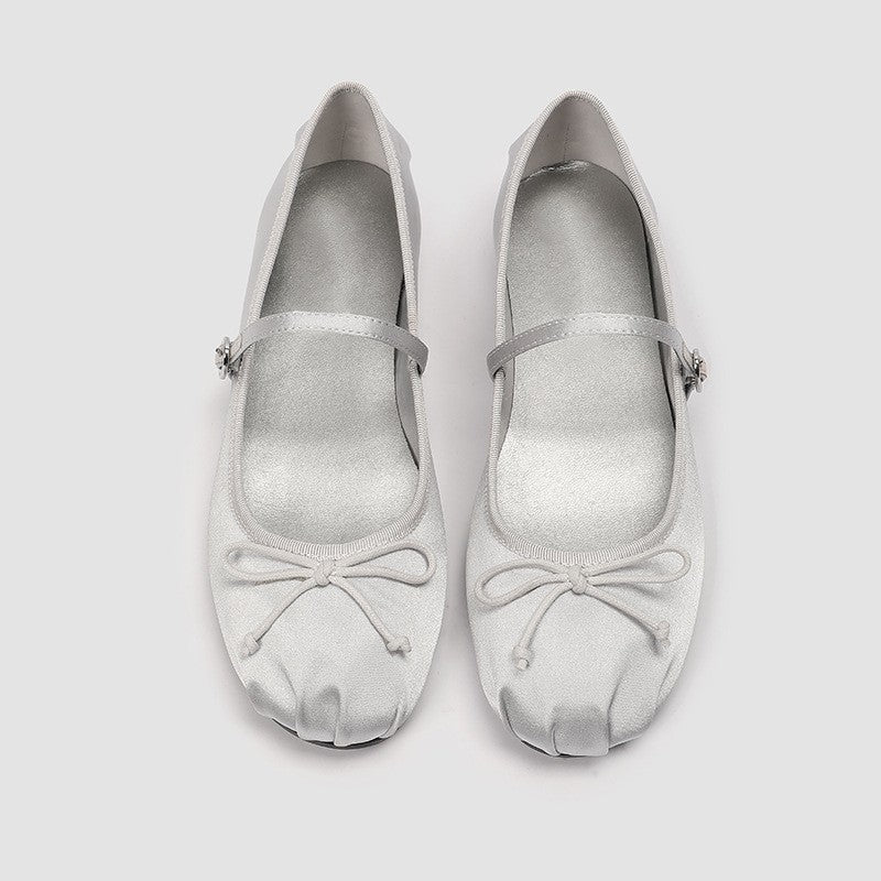 Damen elegante Ballerinas mit dezentem Riemen und feinem Schleifendetail EB