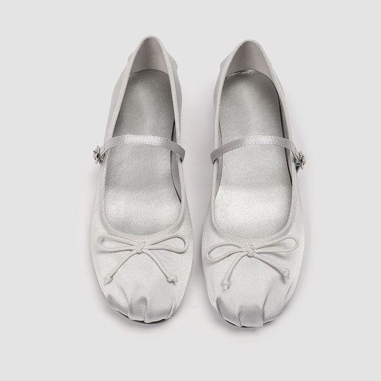Damen elegante Ballerinas mit dezentem Riemen und feinem Schleifendetail EB