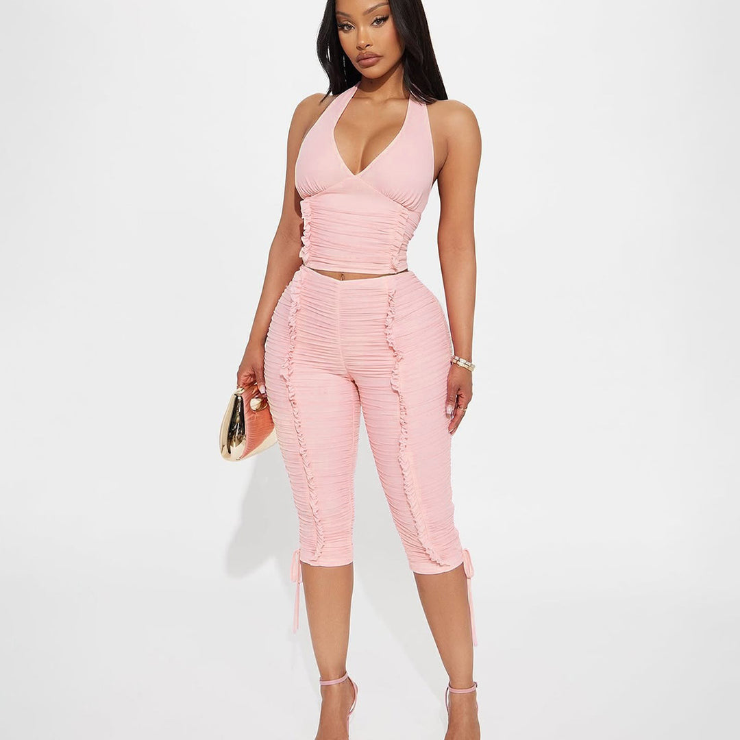 Damen Jumpsuit mit raffinierten Raffungselementen und stilvollen Bindebändern EB