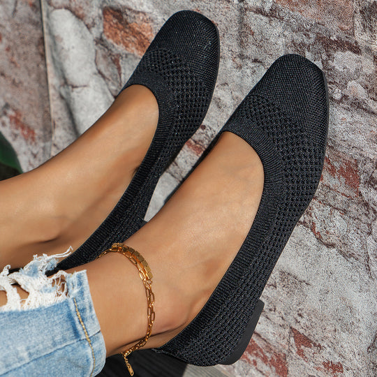 Damen Bequeme Slipper mit atmungsaktivem Strickdesign EB