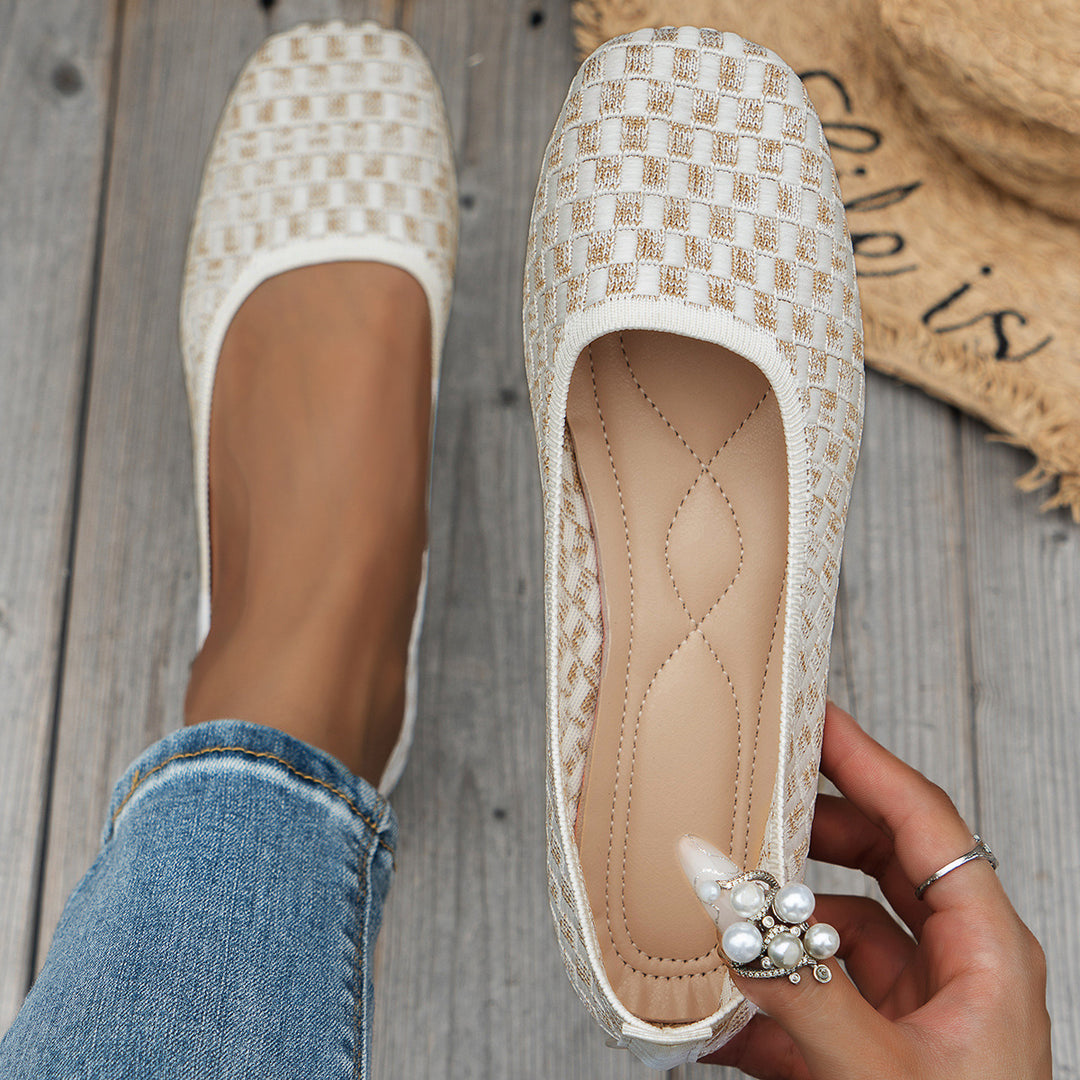 Damen Stylish und bequeme Ballerinas mit elastischem Obermaterial EB