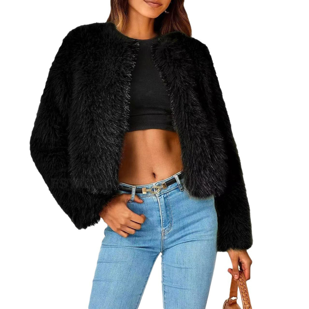Damen Kuschelige Kurze Pelzjacke EB