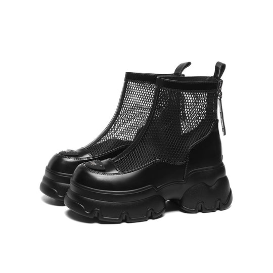 Damen Modische Netz-Stiefeletten mit stabiler Profilsohle EB