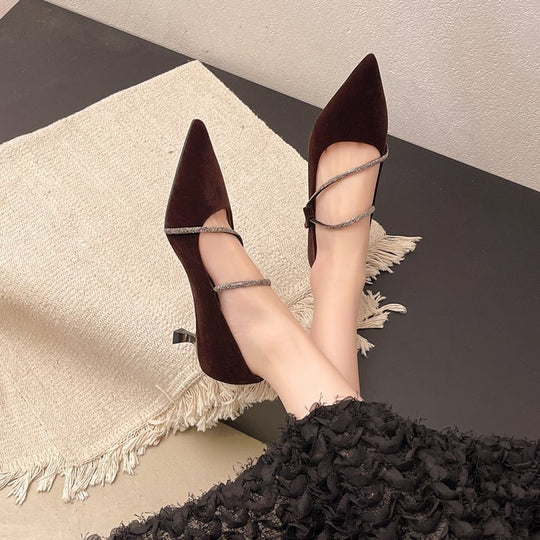 Damen elegante Pumps mit zartem Strass-Dekor EB