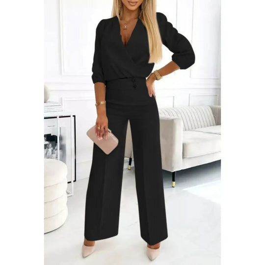 Damen elegantes Jumpsuit mit weiten Beinen EB