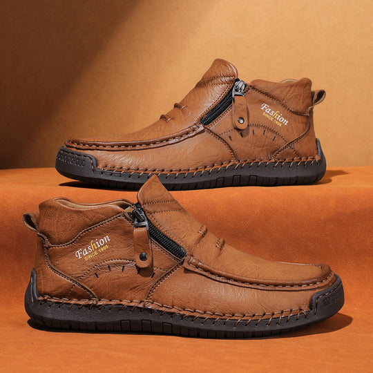 Herren Bequeme Leder Slipper EB