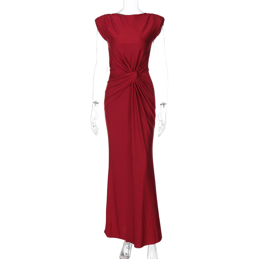 Damen Elegantes Wickelmaxikleid mit raffiniertem Drapierungselement EB