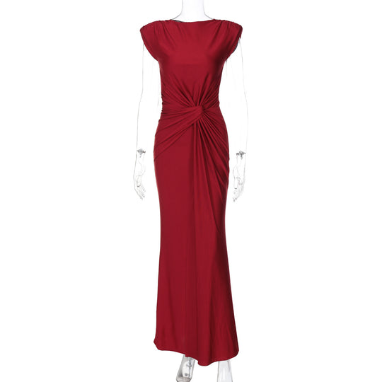 Damen Elegantes Wickelmaxikleid mit raffiniertem Drapierungselement EB