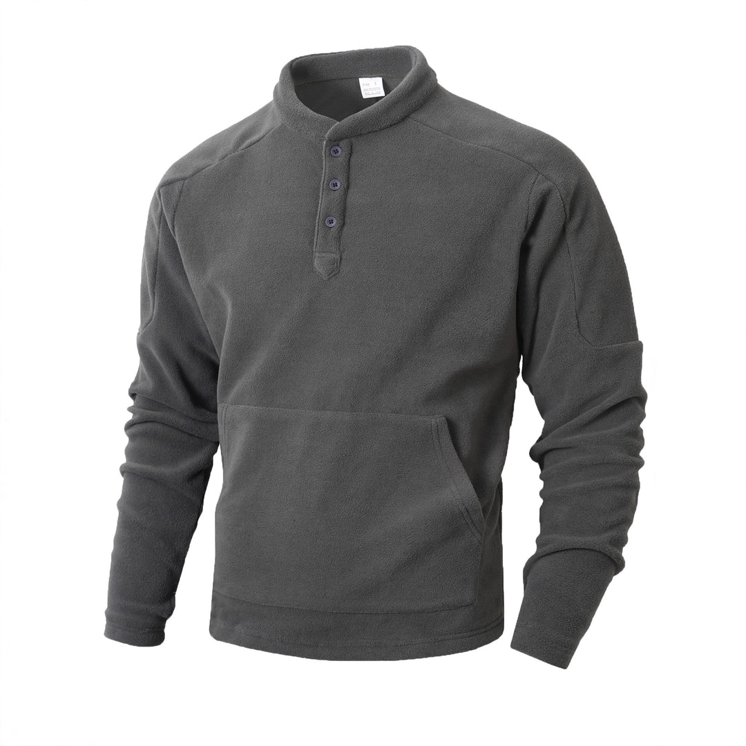 Herren Kuscheliger Fleece-Pullover mit Knopfleiste EB