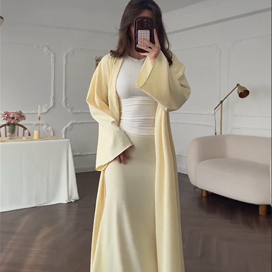 Damen eleganter Langmantel mit weich fließender Silhouette EB