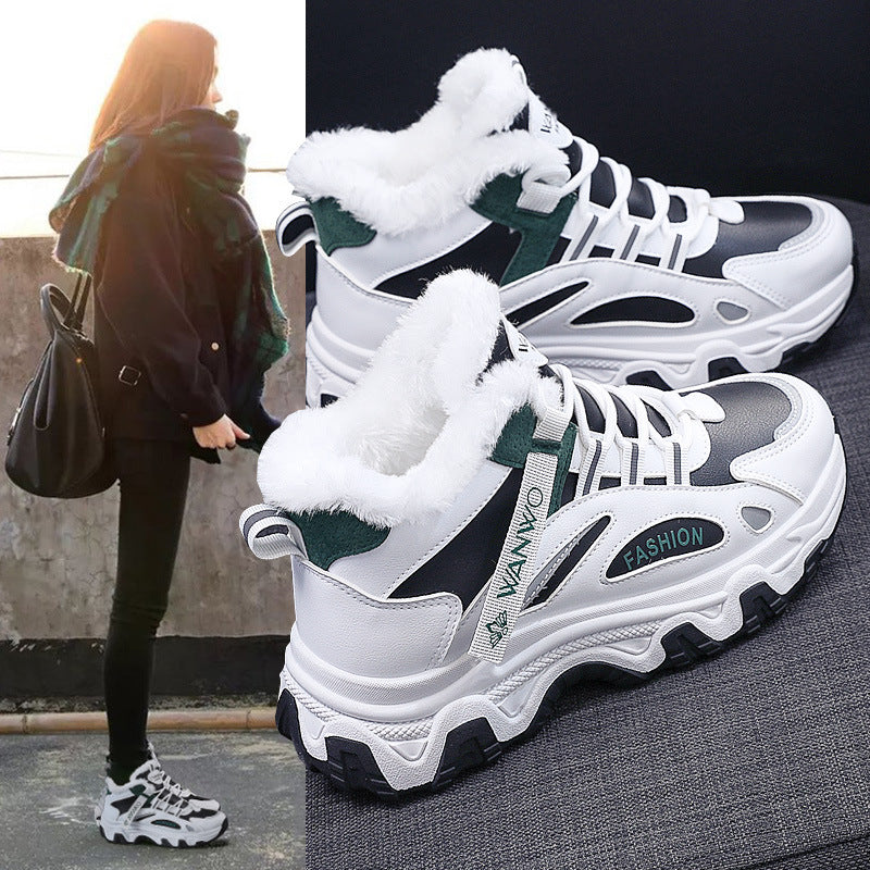 Damen modische Winter Sneakers mit kuscheligem Innenfutter und robustem Profil EB