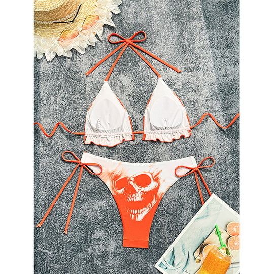 Damen Triangel-Bikini mit aufregendem Totenkopf-Muster EB