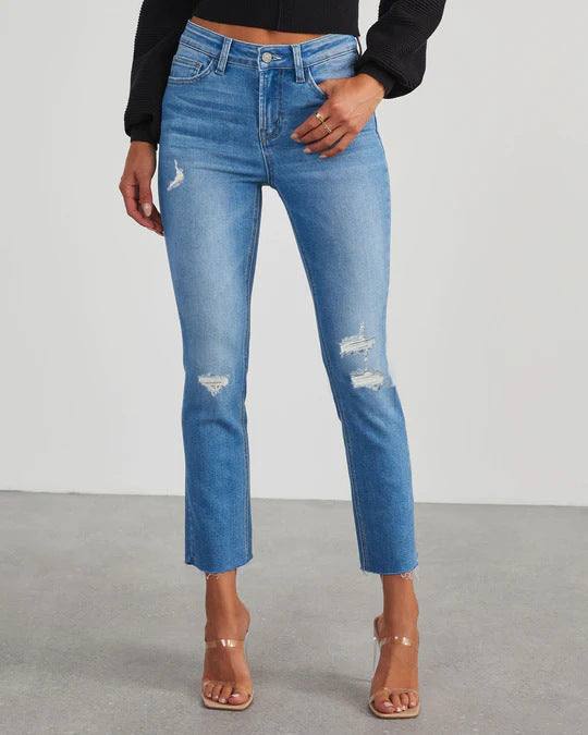 Damen zeitlose Jeans im modernen Schnitt mit cropped Bein EB
