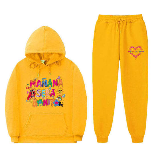 Damen Sweatshirt- und Jogginghose-Set mit buntem Aufdruck EB