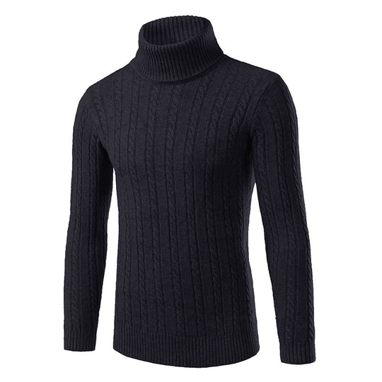 Herren stilvoller Rollkragenpullover mit Zopfmuster EB