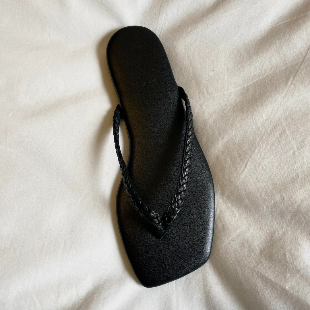 Damen Designer Zehentrenner mit geflochtenem Riemen EB