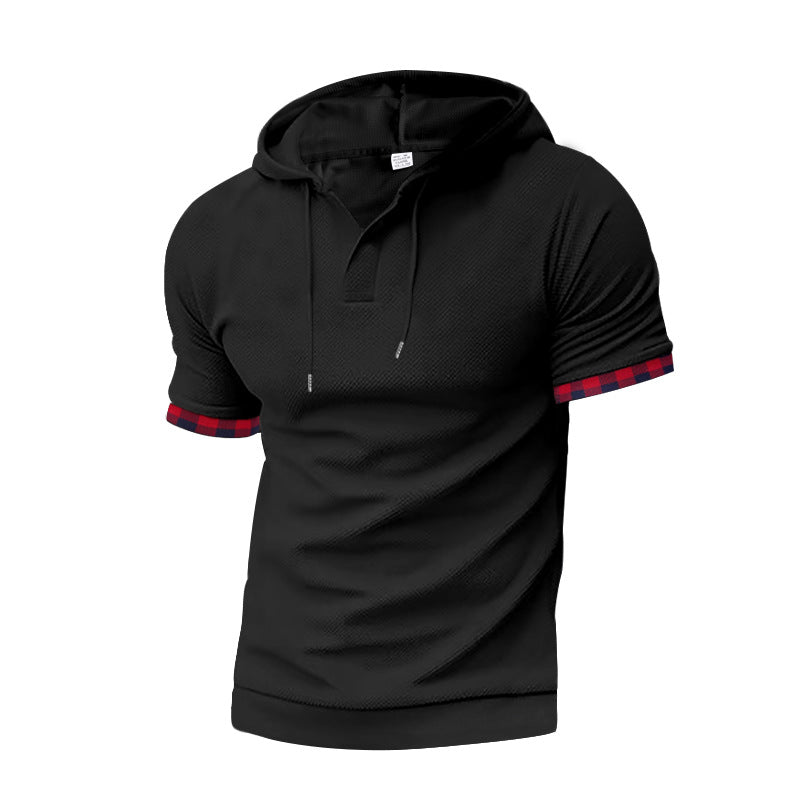 Herren modernes Kapuzenshirt mit strukturiertem Design und kontrastierenden Ärmeln EB