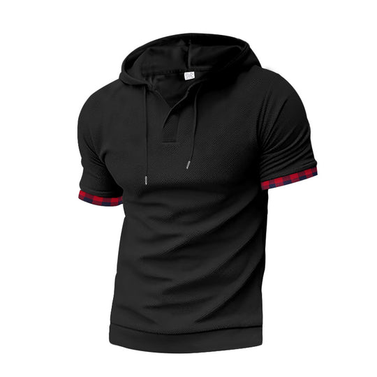 Herren modernes Kapuzenshirt mit strukturiertem Design und kontrastierenden Ärmeln EB