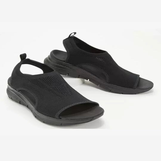 Damen Komfortable Sandaletten mit atmungsaktiver Strickoberfläche und ergonomischem Fußbett EB