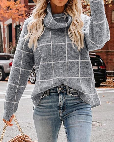 Damen Kariertes Hoodie mit Taschen und lässigem Schnitt EB