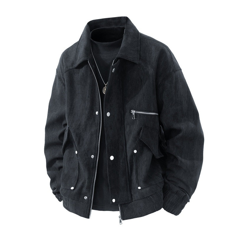 Herren Cord-Blouson mit Reißverschluss, Brustreißverschluss, Klapp- und Reißverschlusstaschen sowie elastischen Bündchen EB