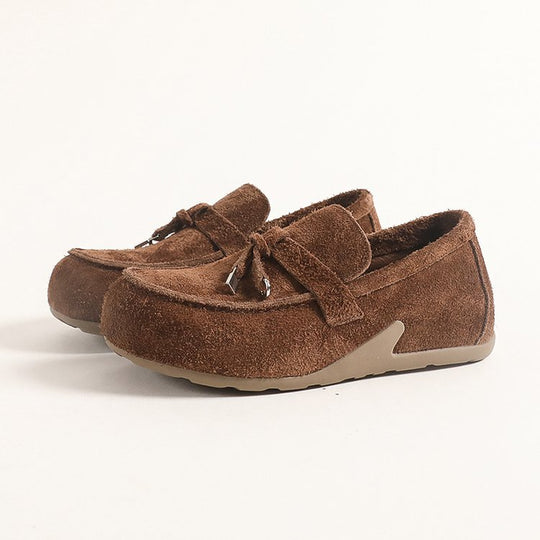 Damen weiche Slipper aus Wildleder mit dekorativem Kordelzug EB