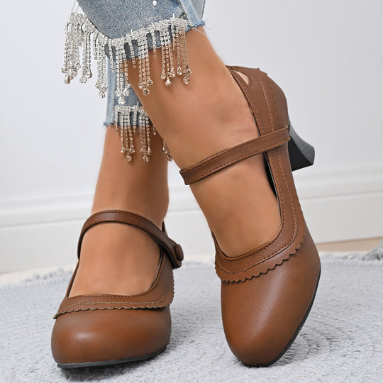 Damen elegante Mary Jane Pumps mit schicker Schnalle und komfortablem Absatz EB