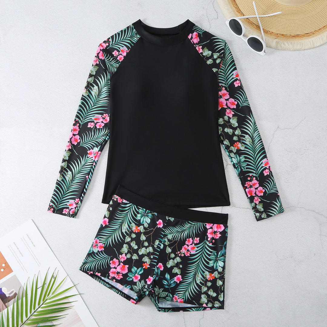 Damen UV-Schutz Rashguard-Set mit floralem Design EB
