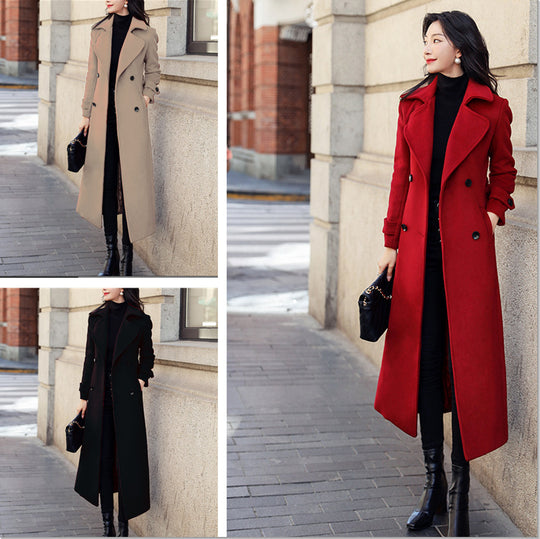 Damen eleganter Trenchcoat mit doppelter Knopfreihe und praktischem Schnitt EB