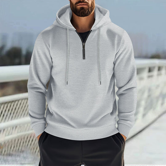 Herren nan Kapuzenpullover mit halbem Reißverschluss und feiner Waffelstruktur EB