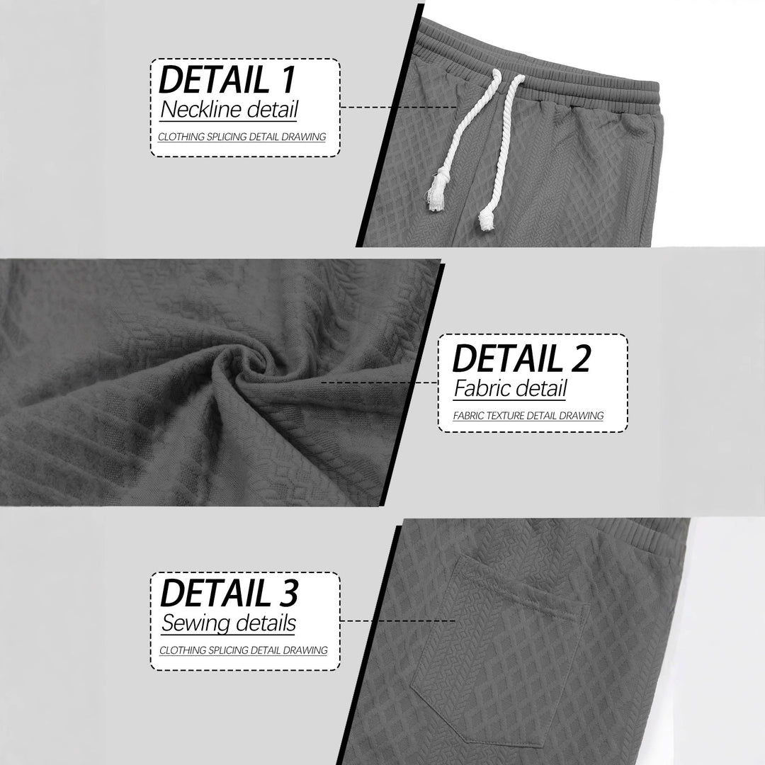 Herren nan gestrickte Wohlfühlhose mit Zopfstruktur, elastischem Bund, Kordelzug und Eingrifftaschen EB