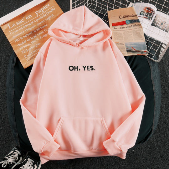 Damen nan Kapuzenpullover mit weichem Innenfutter, Kängurutasche und dezentem Frontprint EB