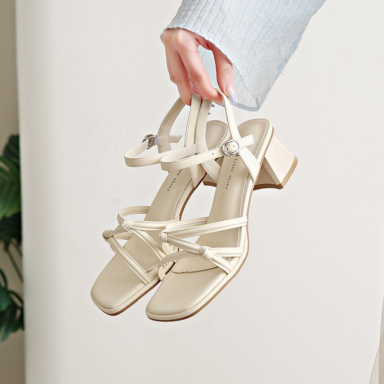 Damen elegante Sandalen mit verstellbarem Riemen und komfortablem Blockabsatz EB