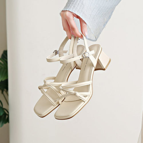 Damen elegante Sandalen mit verstellbarem Riemen und komfortablem Blockabsatz EB
