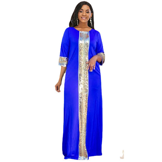 Damen Maxikleid mit eleganten Glitzerdetails und seitlichen Taschen EB