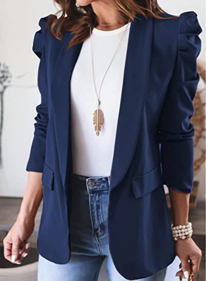 Damen Modischer Blazer mit angeschnittenen Puffärmeln und praktischen Taschen EB