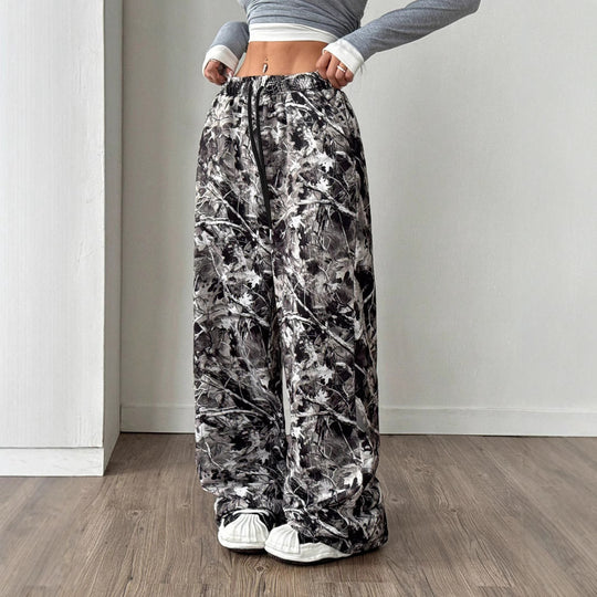 Damen Bequeme Freizeithose mit floralem Design und elastischem Bund EB