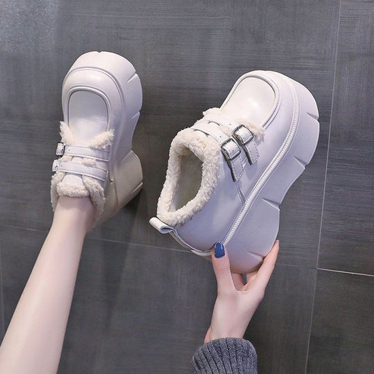 Damen Plüschgefütterte Sneaker mit doppeltem Schnallenverschluss EB