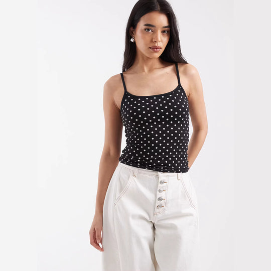 Damen Spaghettiträgertop mit Polka-Dots EB