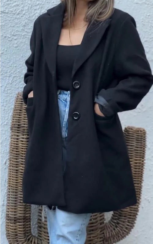 Damen Wollmantel mit eleganten Details EB