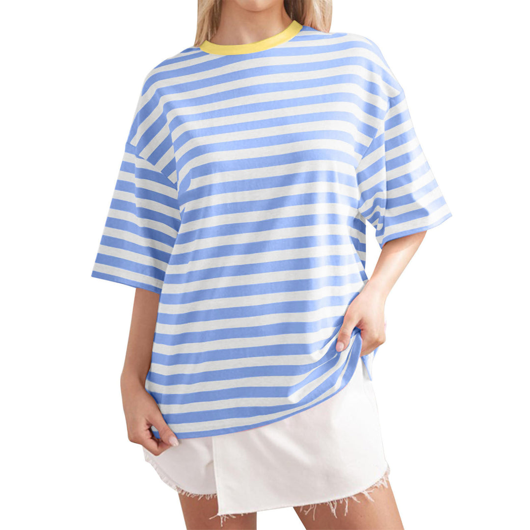 Damen Lässiges Oversized T-Shirt mit gestreiftem Muster EB